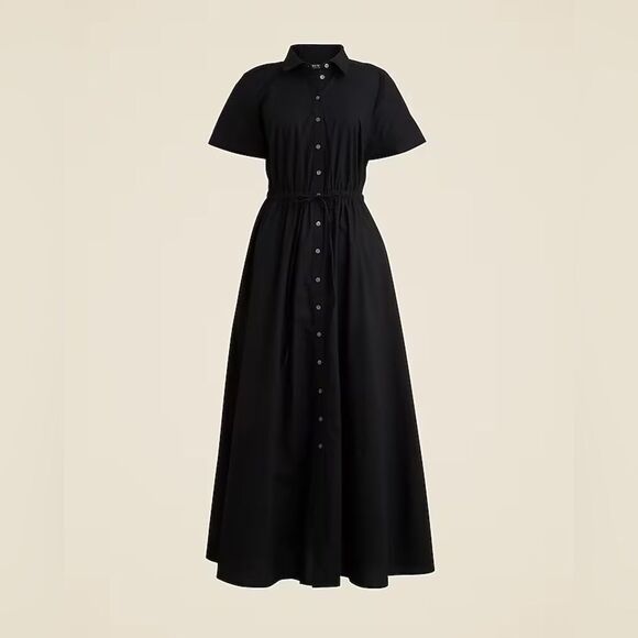 NWT J CREW Cerise shirtdress in cotton poplin in black - Picture 4 of 8